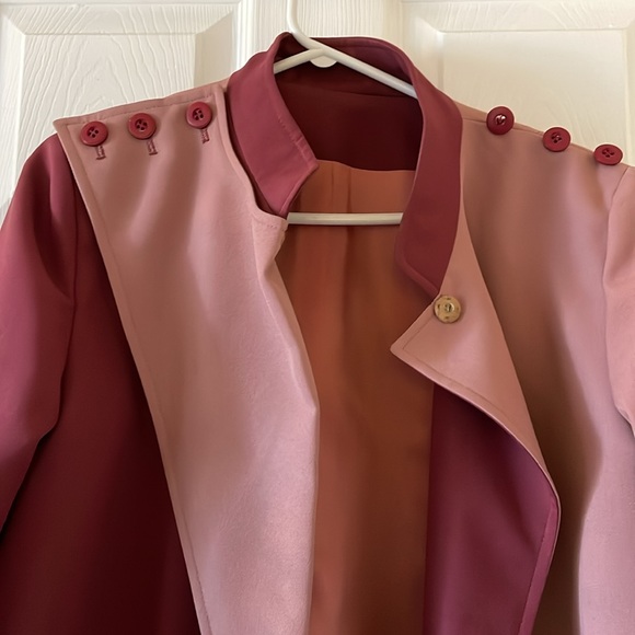 VINTAGE Tabe Montreal trench blazer spring jacket coat mauve wine - Picture 3 of 5